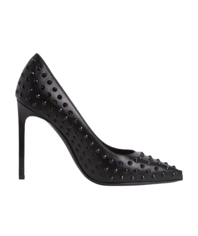 Saint Laurent Riveted Pointed High Heels In Black