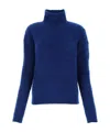 Saint Laurent Cashmere And Wool-blend Turtleneck Sweater In Blue