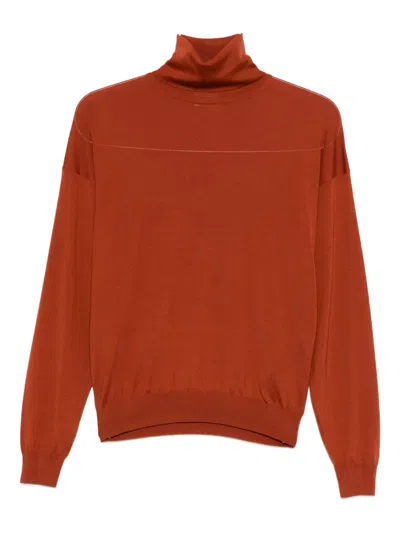 Saint Laurent Long-sleeved Sweater In Brown