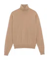 Saint Laurent Roll-neck Wool Jumper In Brown