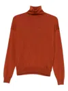 Saint Laurent Wool Turtleneck Sweater Long Sleeves In Red