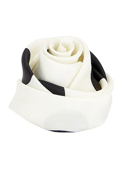 Saint Laurent Rolled Rose Brooch In Ivory & Black