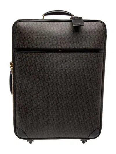 Pre-owned Saint Laurent Rolling Leather Suitcase In Black