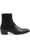Saint Laurent Black Roman Boots In Smooth Leather In Black