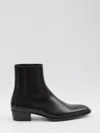 Saint Laurent Black Roman Boots In Smooth Leather In Black