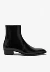 Saint Laurent Ankle Boots With Block Heel And Pointed Toe In Black