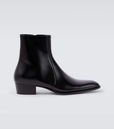 Saint Laurent Roman Boots In Smooth Leather In Black