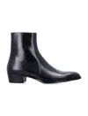 Saint Laurent Ankle Boots With Block Heel And Pointed Toe In Black