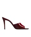 Saint Laurent Romy Patent Leather Mules In Brown