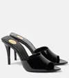 Saint Laurent Heeled Open Toe Mules With Patent Finish In Black