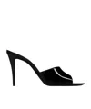 Saint Laurent 110mm Goldie Leather Mule Sandals In Black