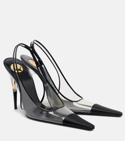 Saint Laurent Romy Satin-trimmed Slingback Pumps In Transparent