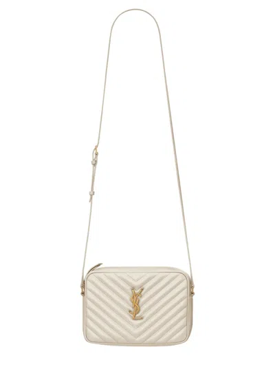 Saint Laurent Lou Medium Quilted Leather Shoulder Bag In Cream