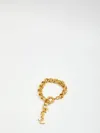 Saint Laurent Detailed-chain Logo-pendant Bracelet In Gold