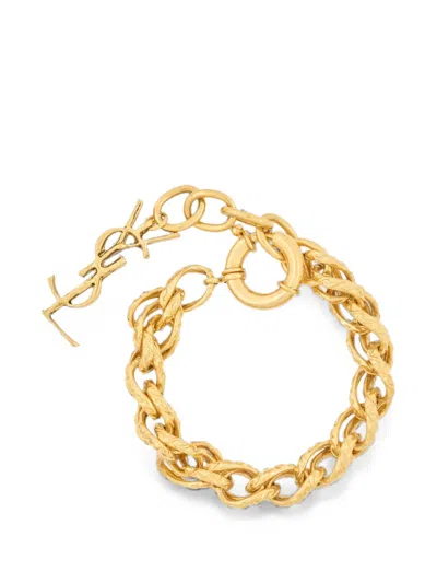Saint Laurent Rope-chain Bracelet In Gold