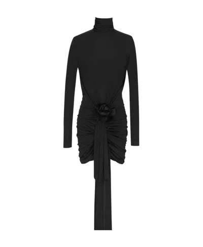 SAINT LAURENT SAINT LAURENT DRAPED TURTLENECK MINI DRESS