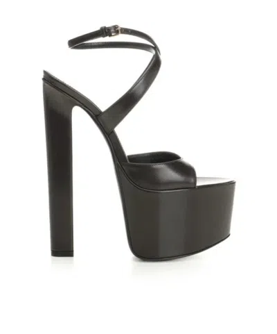 Saint Laurent Rossy High Heel Sandals In Black