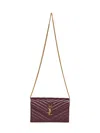 Saint Laurent Rouge Cabernet Cassandre Chain Wallet In Burgundy