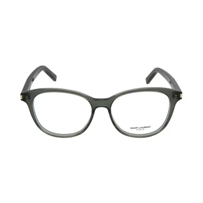 Pre-owned Saint Laurent Round Acetate Optical Glasses 'shiny Dark Olive' | Green | Men's Size Onesize