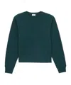 Saint Laurent Round-collar Long-sleeve Hoodie In Blue