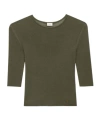 Saint Laurent Semi-sheer Certified Viscose Knitted Top In Brown