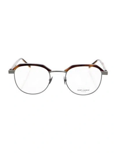 Pre-owned Saint Laurent Round Eyeglasses In Silver