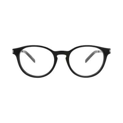 Pre-owned Saint Laurent Round Frame Acetate Optical Frames 'black/silver/transparent' | Men's Size Onesize
