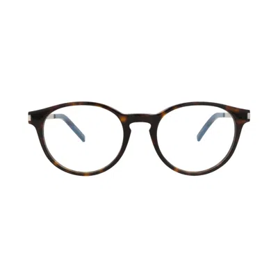 Pre-owned Saint Laurent Round Frame Acetate Optical Frames 'havana/gold/transparent' | Brown | Men's Size Ones