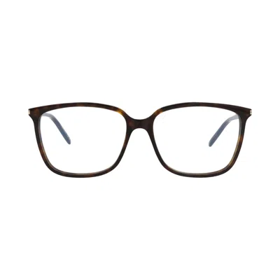 Pre-owned Saint Laurent Round Frame Acetate Optical Frames 'havana/transparent' | Brown | Women's Size Onesize