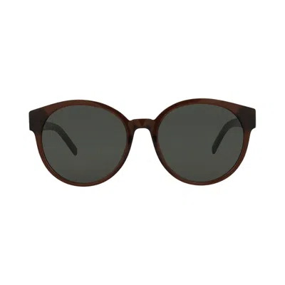 Pre-owned Saint Laurent Round-frame Acetate Sunglasses 'brown Grey' | Women's Size Onesize In Gray