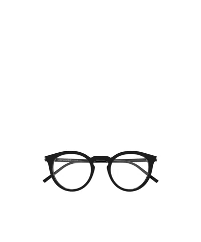 Saint Laurent Round Frame Flat Mirror In Black