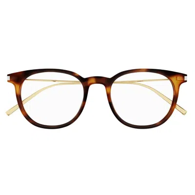 Saint Laurent Round Frame Glasses In Brown
