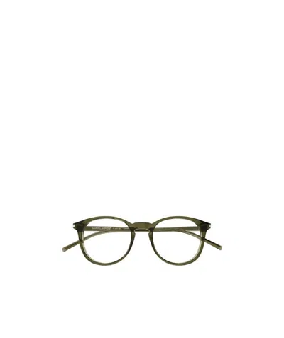 Saint Laurent Round-frame Glasses In Green
