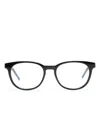 Saint Laurent Round-frame Logo-detail Glasses In Black