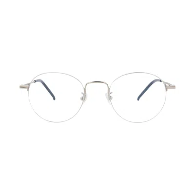 Pre-owned Saint Laurent Round-frame Metal Optical Frames 'silver Transparent' | Men's Size Onesize