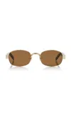 Saint Laurent Round-frame Metal Sunglasses In Brown