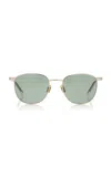 Saint Laurent Round-frame Metal Sunglasses In Green