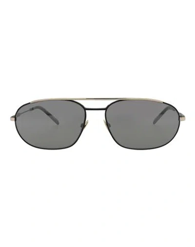 Saint Laurent Round-frame Metal Sunglasses Man Sunglasses Multicolored Size 61 Metal In Gray