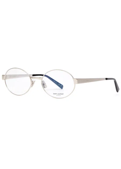 Saint Laurent Round-frame Optical Glasses In Metallic