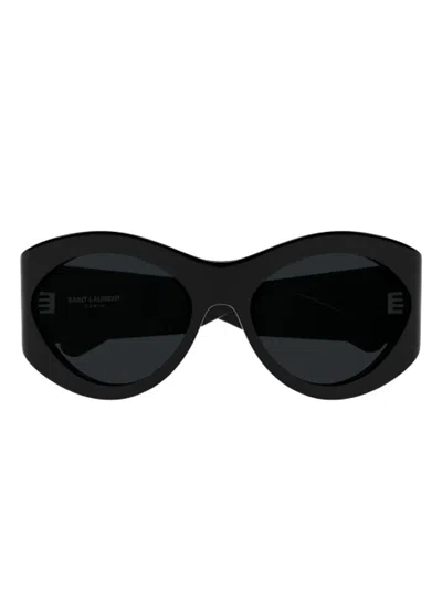 Saint Laurent Round-frame Studded Sunglasses In Black