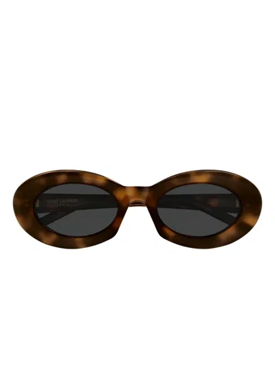 Saint Laurent Round-frame Sunglasses In Brown