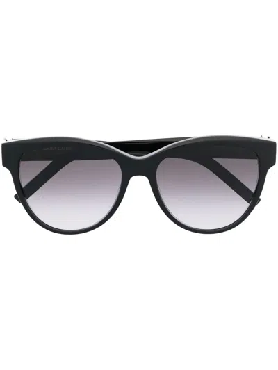 Saint Laurent Round-frame Sunglasses In Schwarz