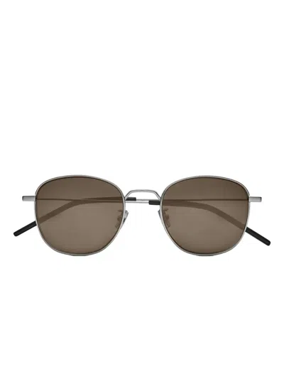 Saint Laurent Round-frame Sunglasses In Silver