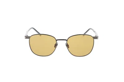Saint Laurent Round Frame Sunglasses Sunglasses In Ruthenium-crystal-brown