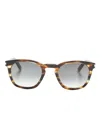 Saint Laurent Debossed-logo Tortoiseshell-effect Sunglasses In Brown