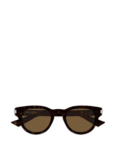 Saint Laurent Round-frame Tortoiseshell Sunglasses In Black