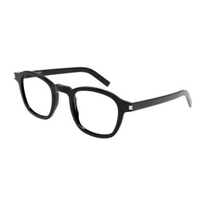 Saint Laurent Round Full Rim Eyeglasses In Black