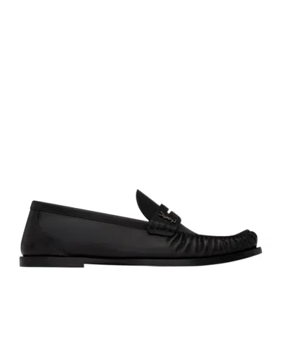 Saint Laurent Round Head Loafer Shoes In Black