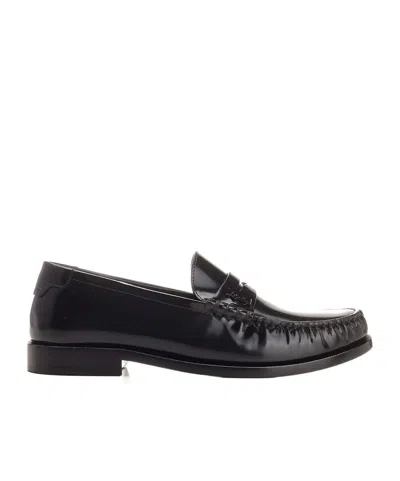 Saint Laurent Round Head Loafer Shoes In Black