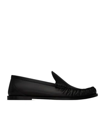 Saint Laurent Round Head Loafer Shoes In Black